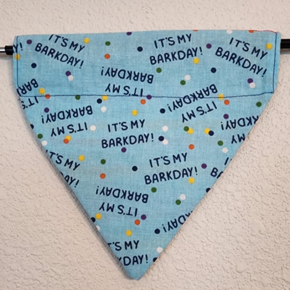 SMALL Blue Barkday Dog Bandana